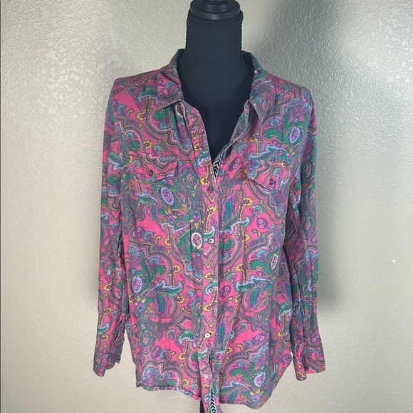Sundance Tops - Sundance Paisley Button-Up Shirt – Size Medium – Purple & Pink Boho Print